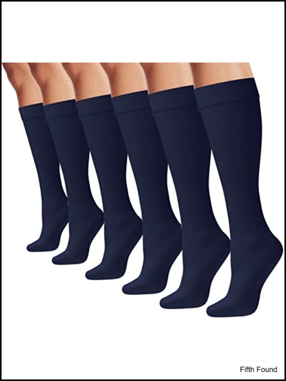 Women's Knee High Trouser Socks 6 Pairs Silky Nylon Opaque Stretchy Dress Work